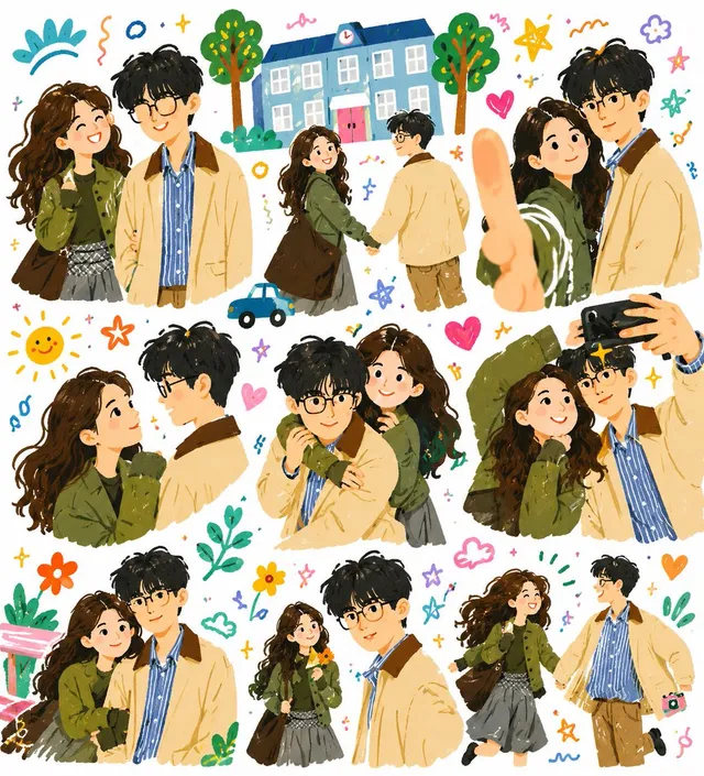 Whimsical Couple Diary Collage