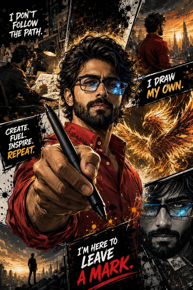 Gritty Comic-Book Graphic Novel Portrait