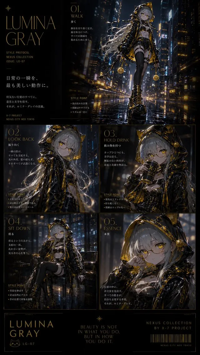 Lumina Gray Cyberpunk Fashion Editorial