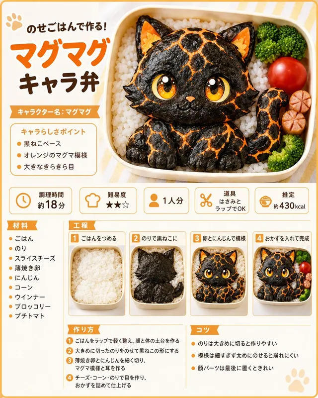 Magma Cat Bento Recipe Infographic