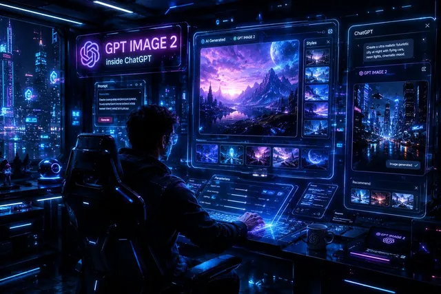 Cyberpunk AI Creative Workspace