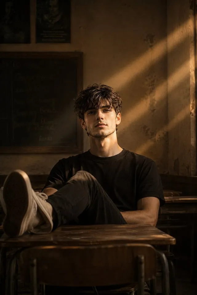 Vintage Classroom Cinematic Portrait