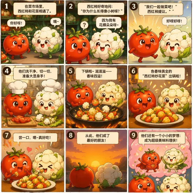 Nine-Panel Vegetable Anime Comic