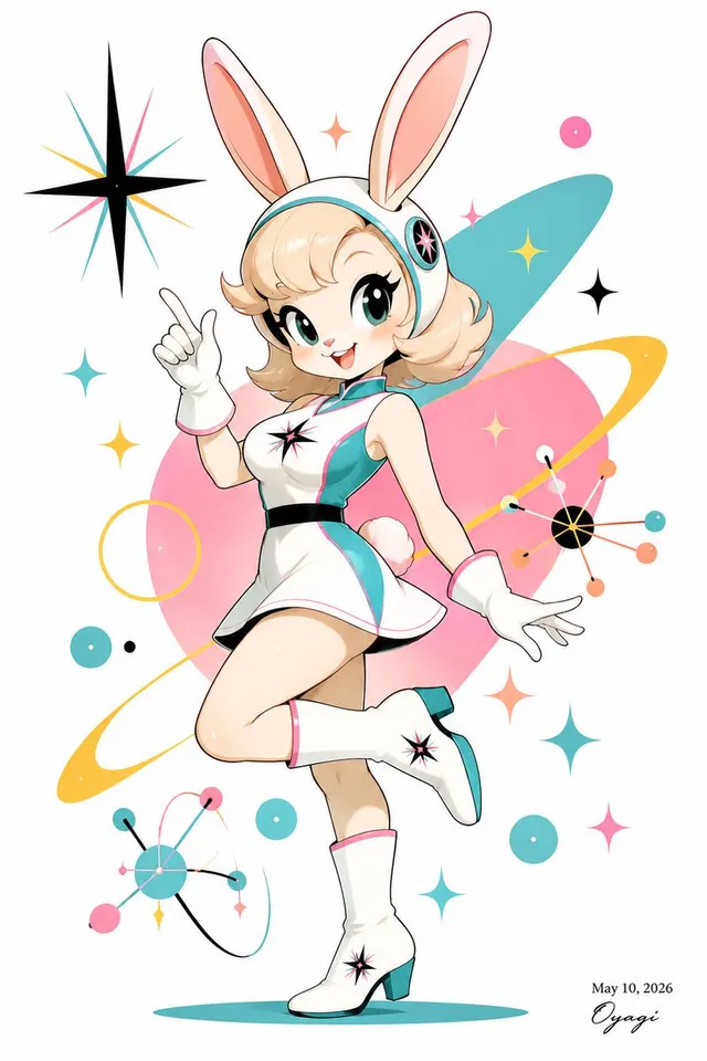 Retro Uzay Tavşanı Anime Maskotu