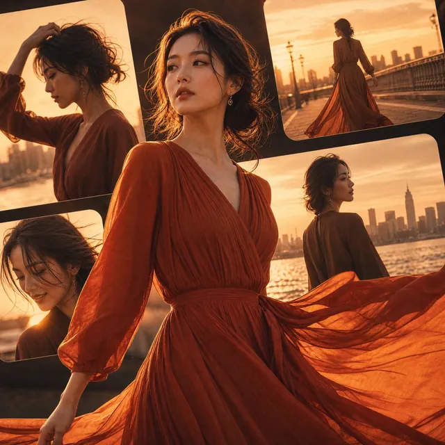 Japanese Fashion Golden Hour Collage