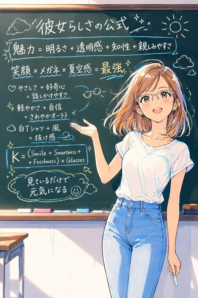 Formule de personnage anime sur tableau noir