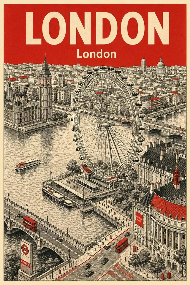 Vintage Travel Poster Illustration