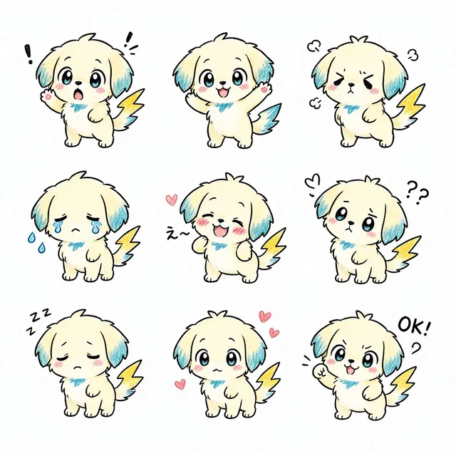 Kawaii Puppy Emotion Sticker Sheet