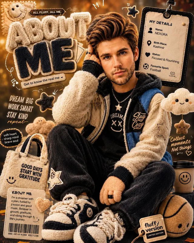 3D Fluffy Toy About Me Poster