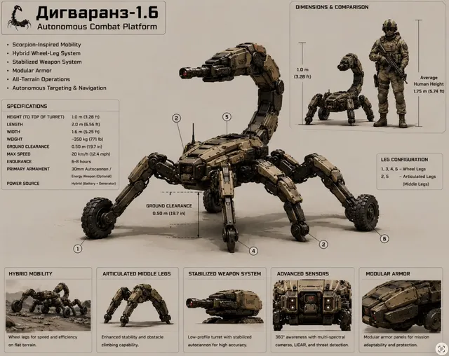 Skorpion Kampfroboter-Spezifikationsbogen