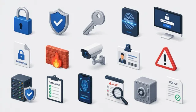 Isometric Security Icon Grid