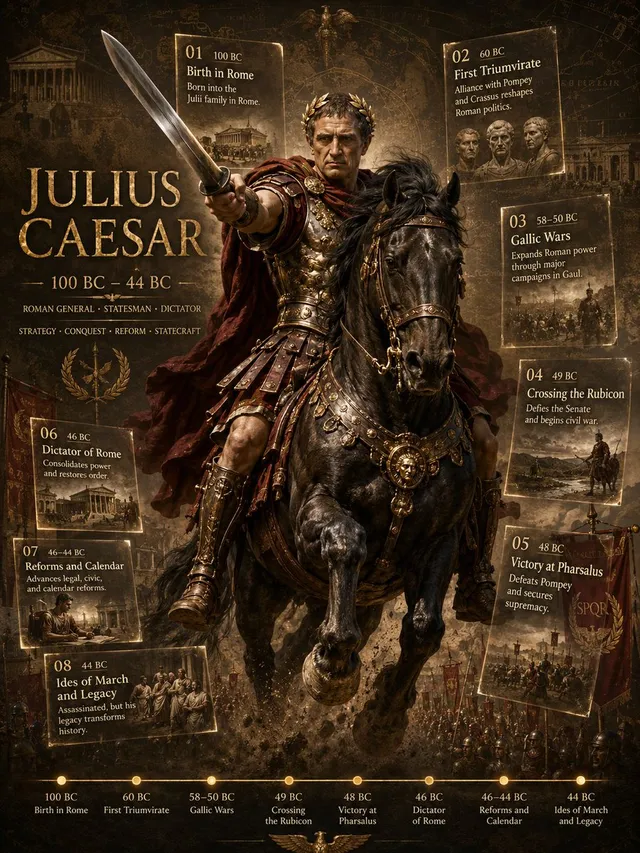 Julius Caesar Epic Timeline Poster