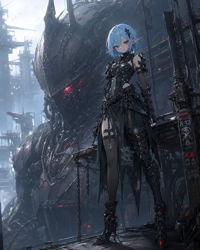 Cyberpunk Elf and War Machine
