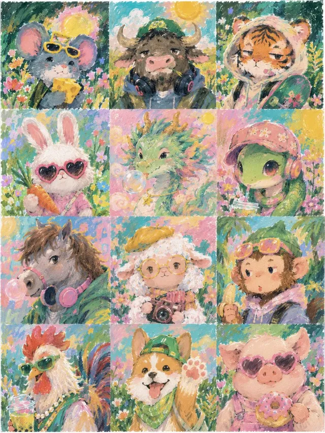 Pastell-Tierkreis-Avatar-Raster