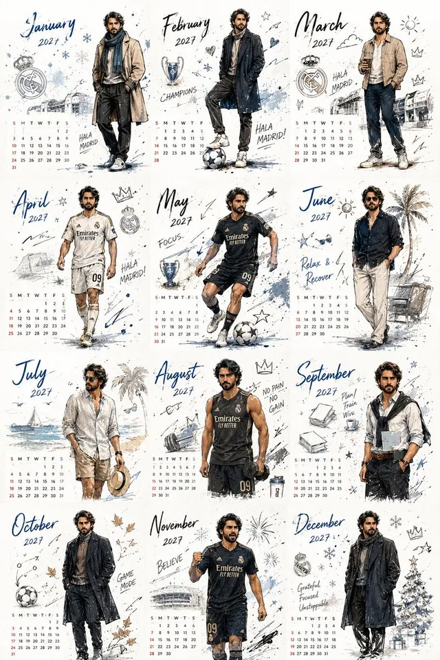 Korean Style Desktop Calendar 2027