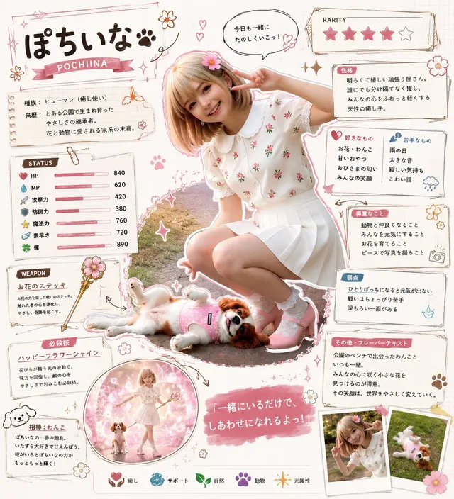 Kawaii RPG Karakter Profil Sayfası