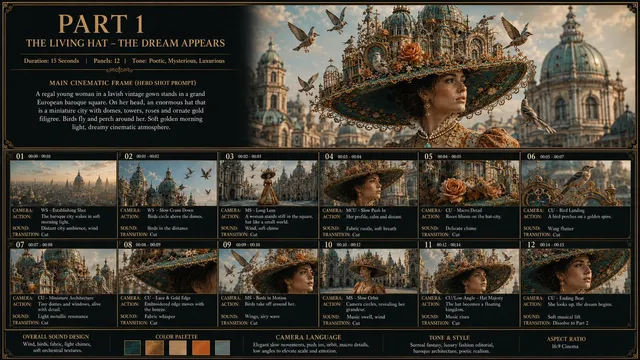 Storyboard Cinematografico Cappello Vivente