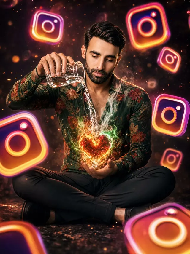 Neon Instagram Magic Heart Portrait