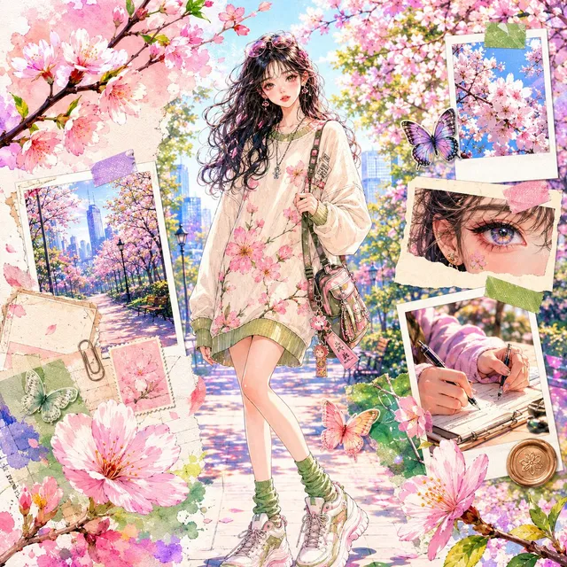 Collage di Moda Anime ad Acquerello