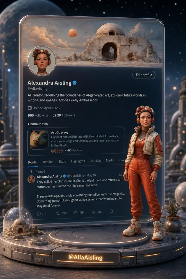 Minuscule avatar 3D devant le profil X