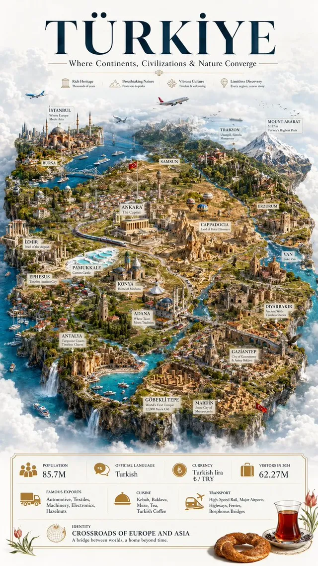 Türkiye Floating Island Travel Poster
