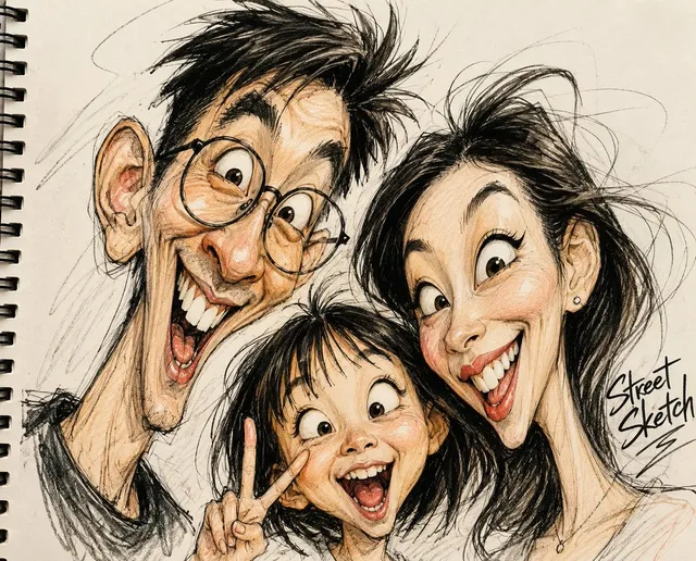 Grotesque Fashion Caricature Sketch