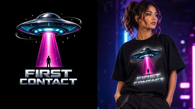 First Contact Sci-Fi T-Shirt Design