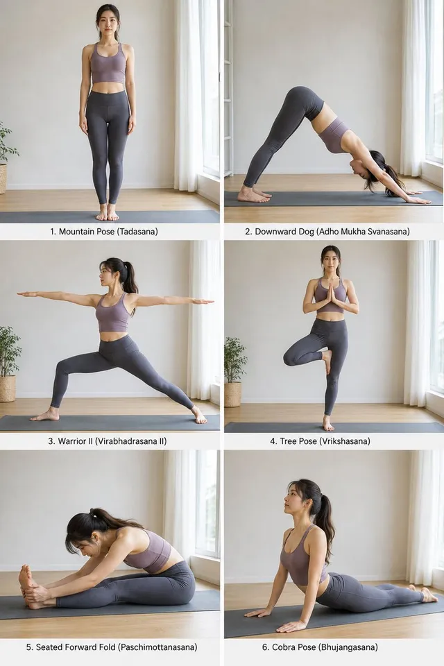 Yoga Pose Instructional Grid