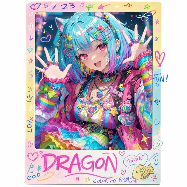 Rainbow Decora Anime Photo Card