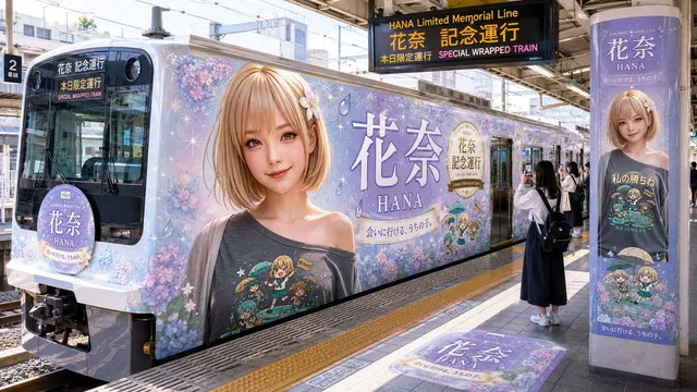 HANA Anime Wrapped Train at Station
