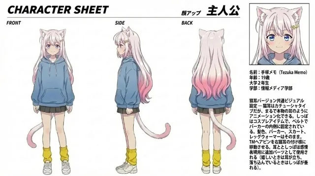 Anime Cat Girl Character Sheet