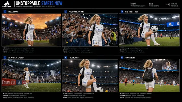 Cinematic Football Commercial Storyboard