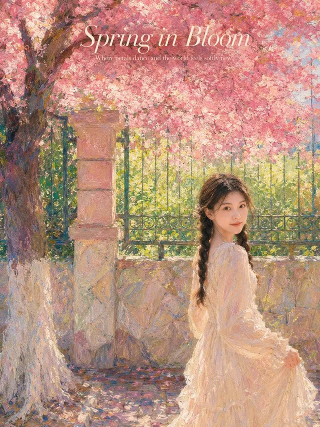 Impressionistisches Frühlingsgarten-Ölgemälde