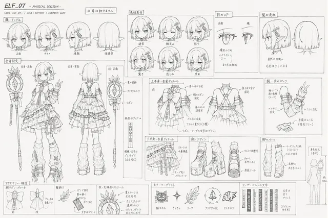 Professional Anime Character Line Art Sheet