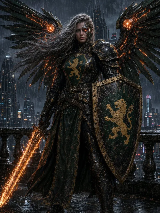 Cyberpunk Winged Lion Knight