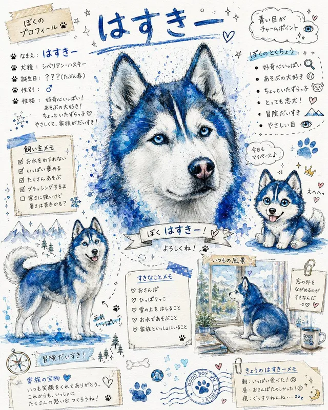 Japanese Husky Sketchbook Profile