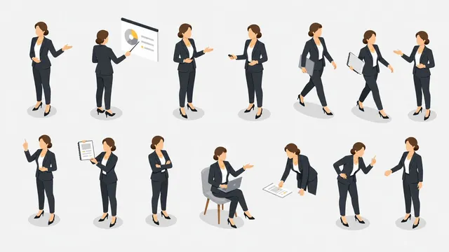 Isometric Business Presenter Pose Set