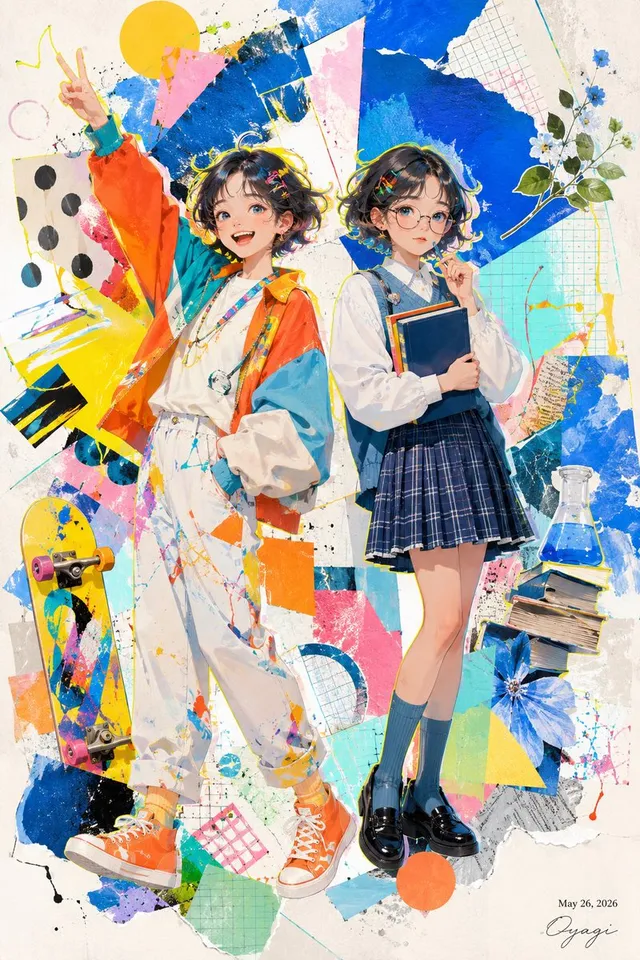 Colorful Anime Twin Poster