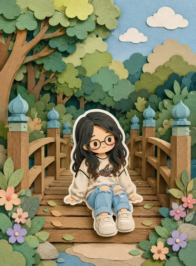 3D Layered Paper-Cut Chibi Art