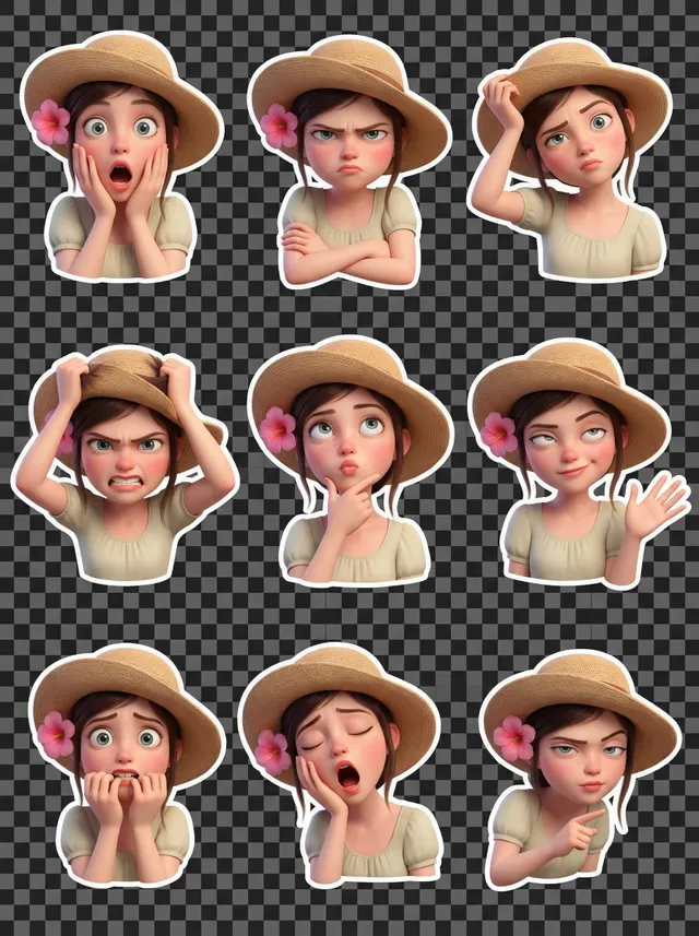 Pixar Style 3D Emoji Sticker Pack