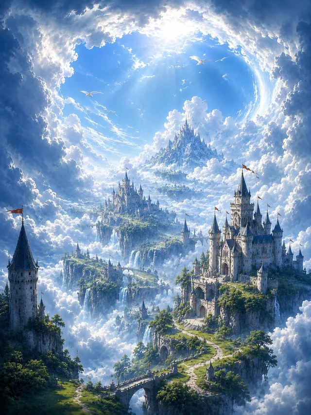 Sfondo Epico Castello Fantasy Verticale