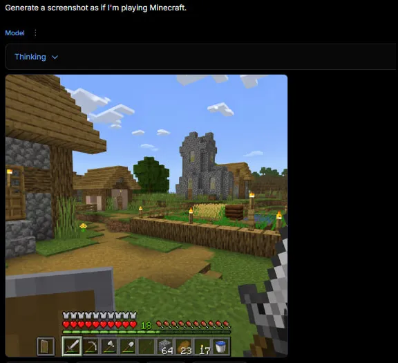 Gameplay Minecraft in UI Generatore AI