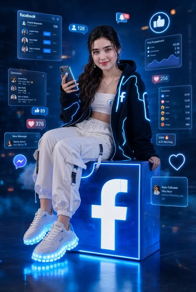 Neon Facebook Influencer Portrait