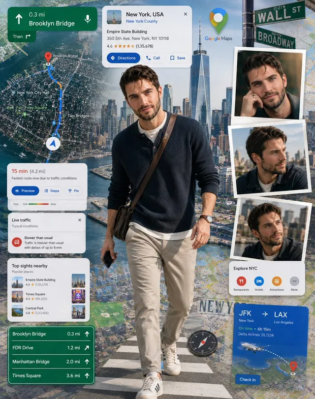Google Maps Inspired Digital Collage Poster
