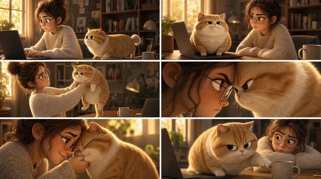 Pixar Cat Desk Storyboard
