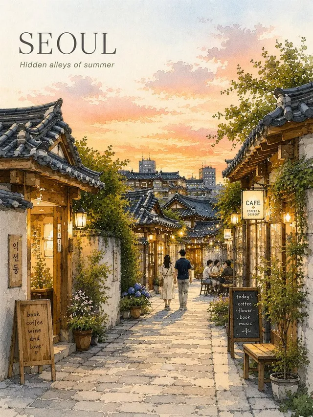 Seoul Aquarell Reiseplakat