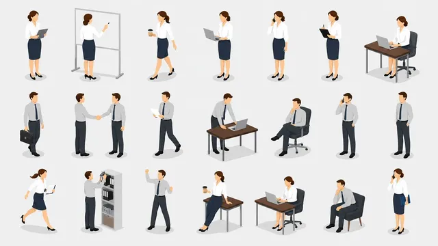 Isometric Business People Asset Sheet