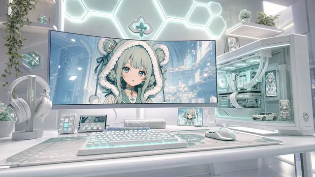 Pastel Anime Gaming Desk Setup