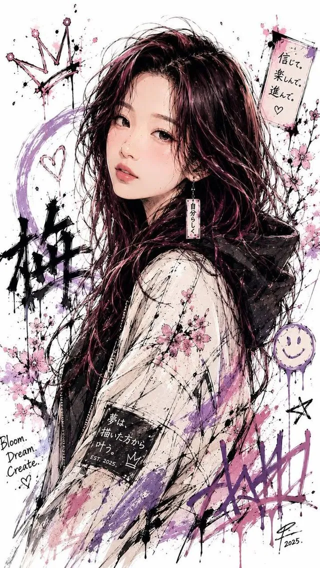 Japanese Ink Splatter Illustration