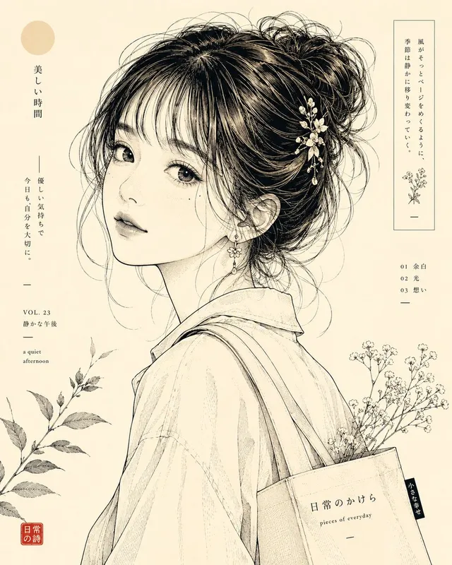 Japanese Line-Art Portrait Illustration